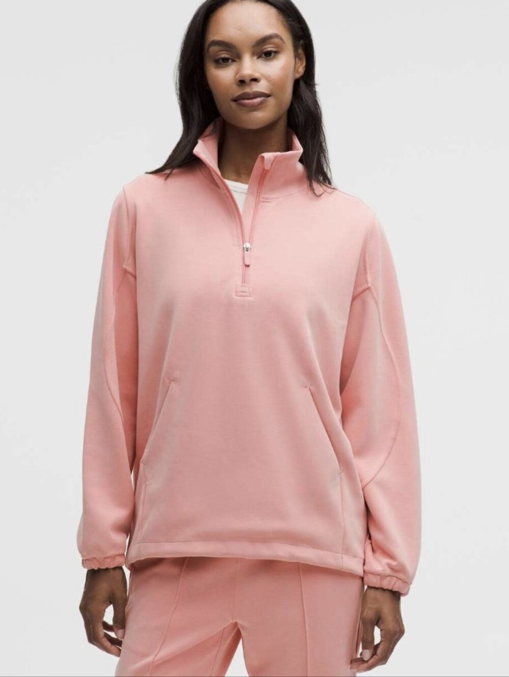 Lululemon Athletica Softstream Half Zip * Long In Tea Rose Size XL